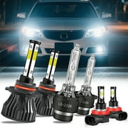 For Acura TSX 2009 2010 2011 2012 2013 2014 9005 LED+D2S HID Xenon Headlight bulbs+H11 LED Fog Lights 6pcs